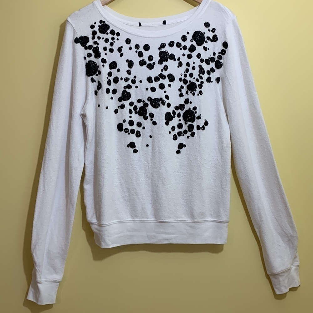 Wildfox | White Black Dalmatian Glitter 3D Spotted Jumper Long Sleeve Sweater XS